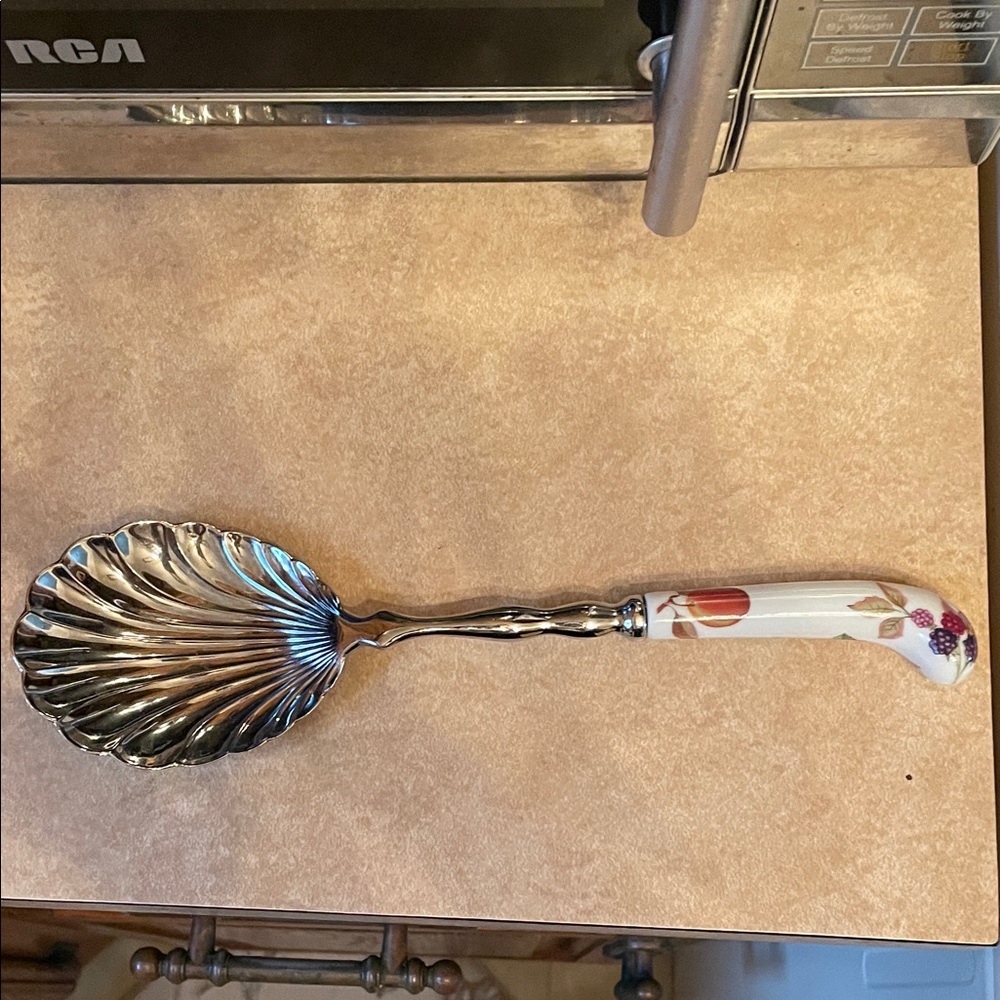 Royal Worcester Silver and Cream Shell Spoon